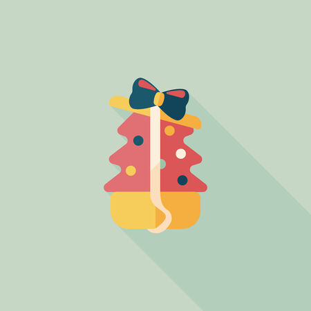 Christmas tree flat icon with long shadowのイラスト素材