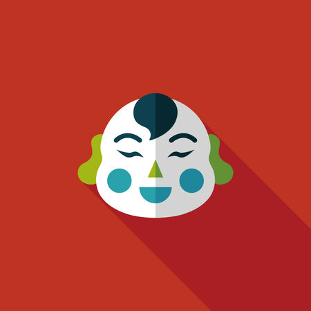 Chinese New Year flat icon with long shadow, Maitreya doll decoration means \"Bless you have wealth, monasticism and popularity.\"のイラスト素材
