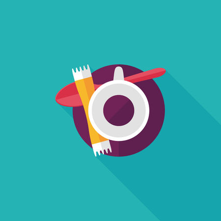 black coffee flat icon with long shadowのイラスト素材