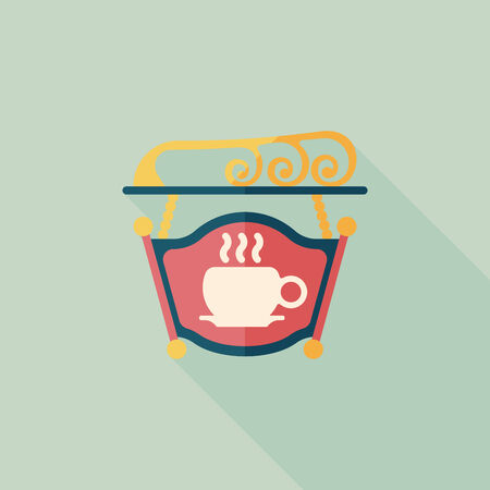 Coffee shop signs flat icon with long shadowのイラスト素材