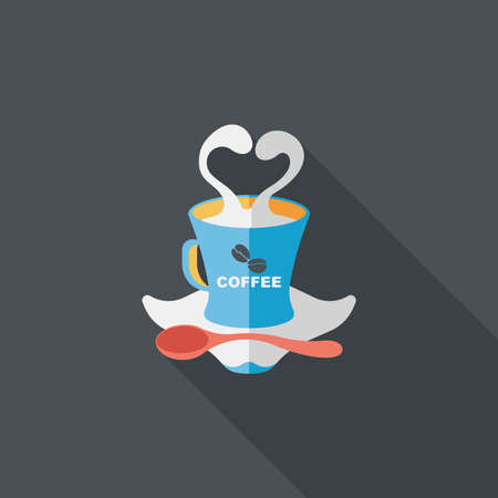 coffee latte art flat icon with long shadowのイラスト素材