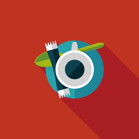 black coffee flat icon with long shadowのイラスト素材