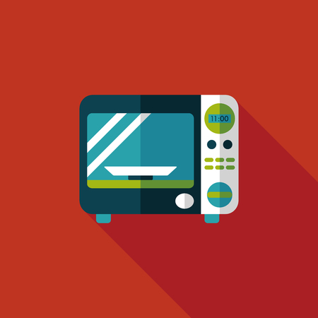 Kitchenware microwave oven flat icon with long shadowのイラスト素材
