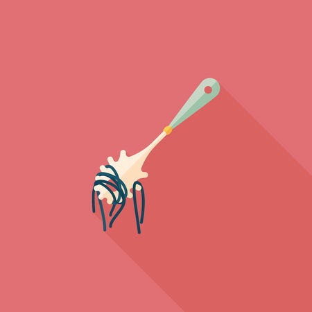 kitchenware spaghetti spoon flat icon with long shadowのイラスト素材