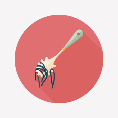 kitchenware spaghetti spoon flat icon with long shadowのイラスト素材