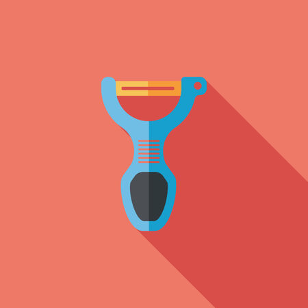 kitchenware peeler flat icon with long shadowのイラスト素材