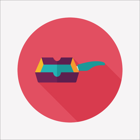 kitchenware frying pan and shovel flat icon with long shadow,eps10のイラスト素材