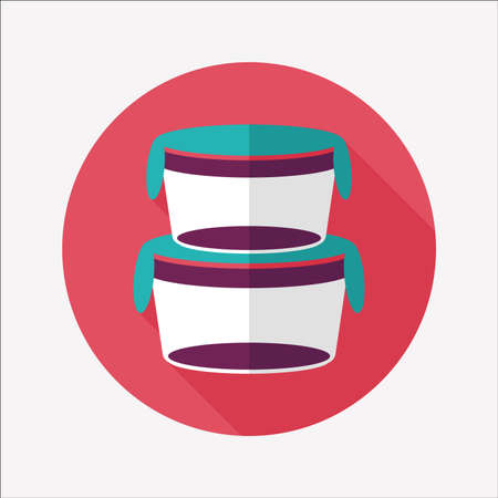 kitchenware preserving container flat icon with long shadow,eps10のイラスト素材