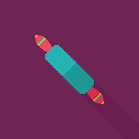 kitchenware rolling pin flat icon with long shadowのイラスト素材