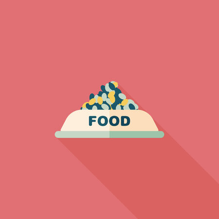 Pet dog food flat icon with long shadowのイラスト素材