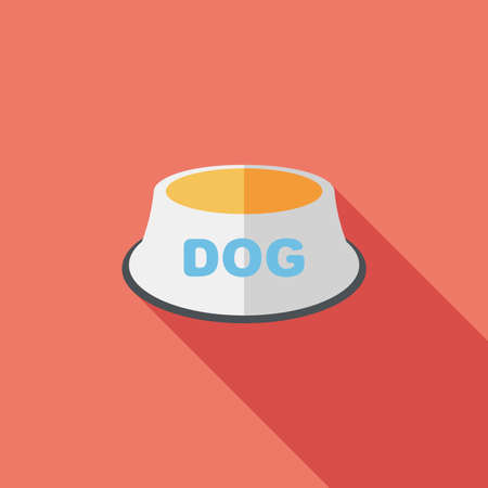 Pet dog bowl flat icon with long shadowのイラスト素材
