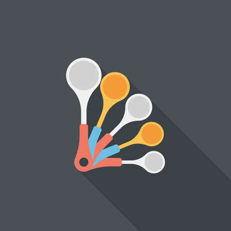 kitchenware spoon flat icon with long shadowのイラスト素材