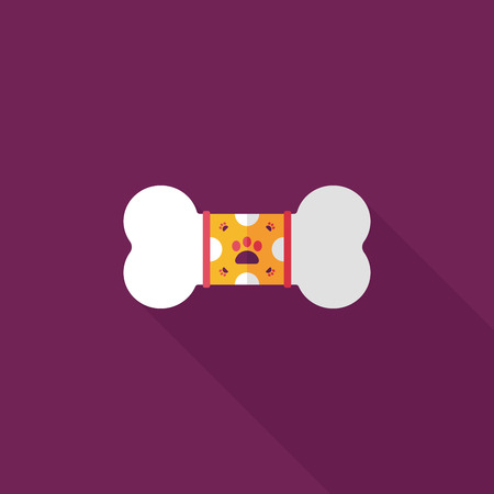 pet bone flat icon with long shadowのイラスト素材