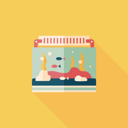 Pet fish flat icon with long shadowのイラスト素材