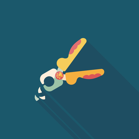 Pet nail clippers flat icon with long shadowのイラスト素材