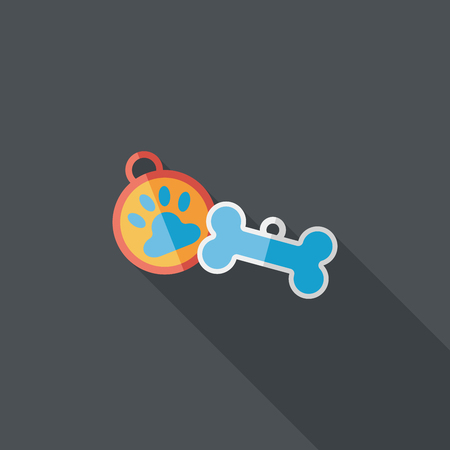 Pet tag flat icon with long shadowのイラスト素材