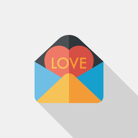 Valentine's day love letter flat icon with long shadow,eps10のイラスト素材