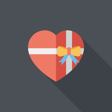 Valentine's Day present flat icon with long shadow,eps10のイラスト素材