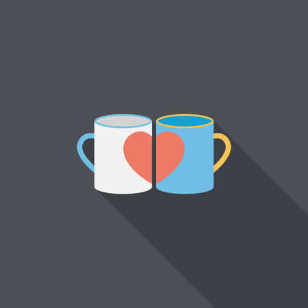 Valentine's day cup flat icon with long shadow,eps10のイラスト素材