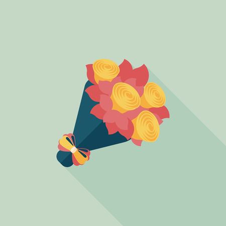 Valentine's Day flower flat icon with long shadow,eps10のイラスト素材