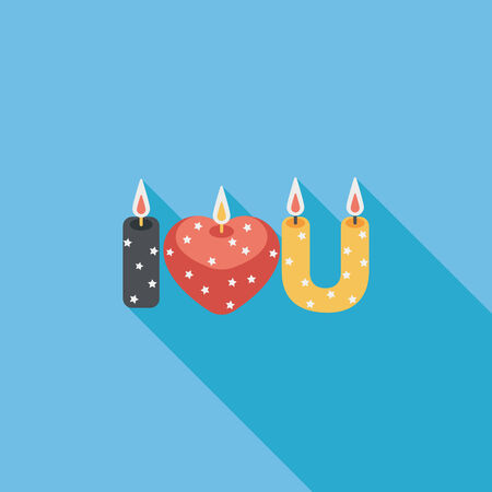 Valentine's Day candle flat icon with long shadow,eps10のイラスト素材