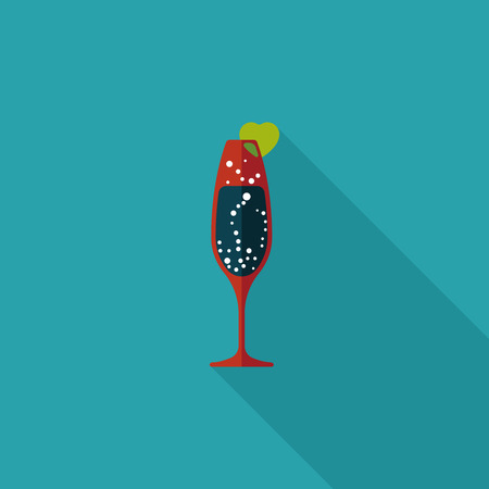 Valentine's day champagne flat icon with long shadow,eps10のイラスト素材