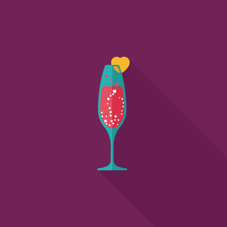 Valentine's day champagne flat icon with long shadow,eps10のイラスト素材