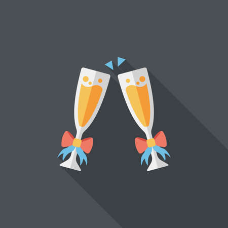 Valentine's day champagne flat icon with long shadow,eps10のイラスト素材