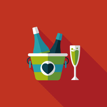 Valentine's day champagne flat icon with long shadow,eps10のイラスト素材