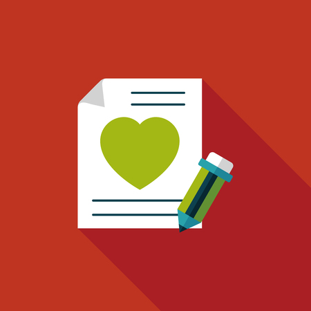 Valentine's day love letter flat icon with long shadow,eps10のイラスト素材