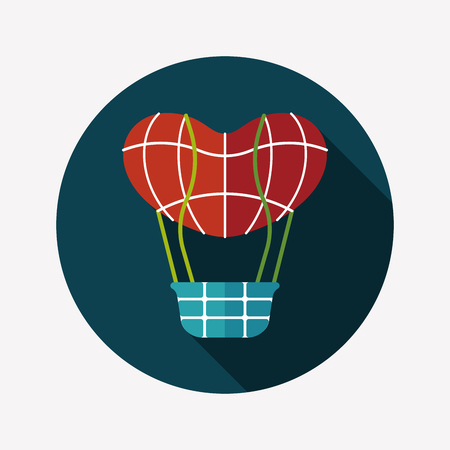 Valentine's Day hot air ballon flat icon with long shadow,eps10のイラスト素材