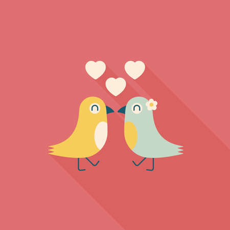 Valentine's Day lover bird flat icon with long shadow,eps10のイラスト素材