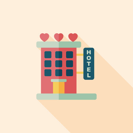 Valentine's day hotel flat icon with long shadow,eps10のイラスト素材
