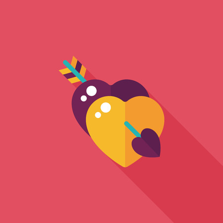 valentine's day heart bow and arrow flat icon with long shadow,eps10のイラスト素材