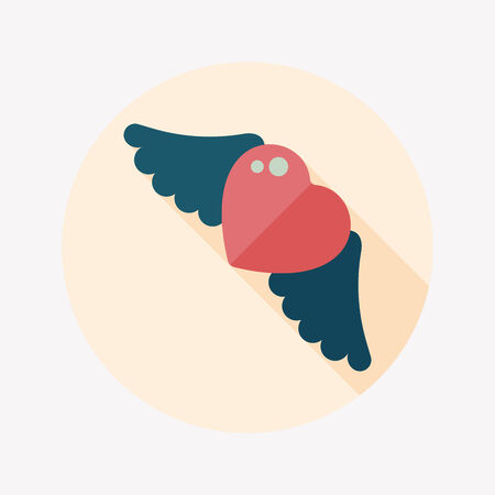 Valentine's Day love heart flat icon with long shadow,eps10のイラスト素材