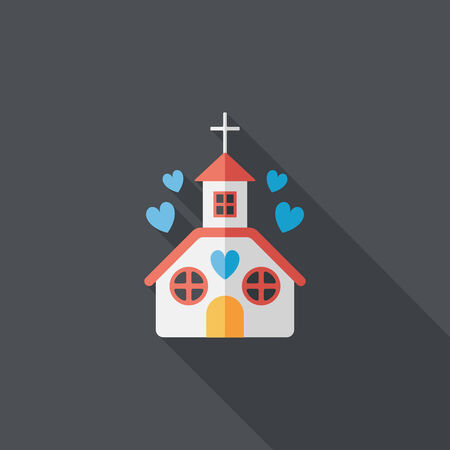Valentine's Day wedding church flat icon with long shadow,eps10のイラスト素材