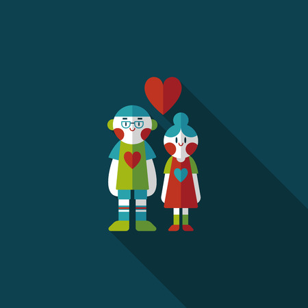 Valentine's day couple flat icon with long shadow,eps10のイラスト素材