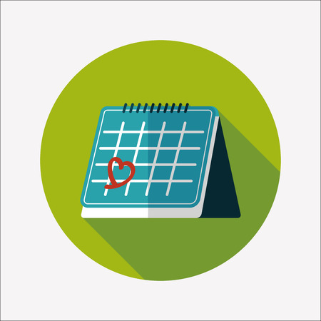 Valentine's Day February fourteen calendar flat icon with long shadow,eps10のイラスト素材