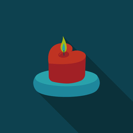 Valentine's Day candle flat icon with long shadow,eps10のイラスト素材