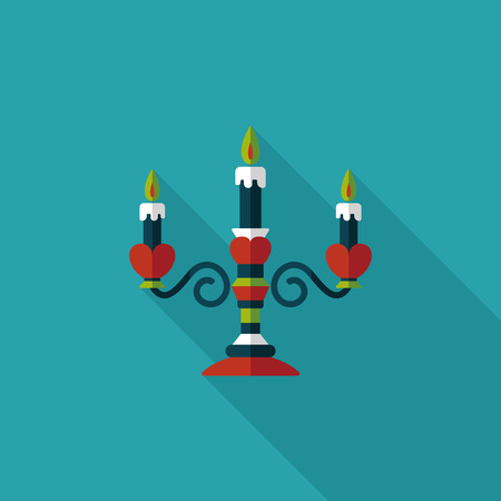 Valentine's Day candle flat icon with long shadow,eps10のイラスト素材