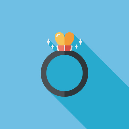 Valentine's Day heart diamond ring flat icon with long shadow,eps10のイラスト素材