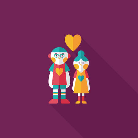 Valentine's day couple flat icon with long shadow,eps10のイラスト素材