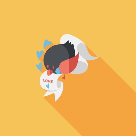 Valentine's Day lover bird flat icon with long shadow,eps10のイラスト素材