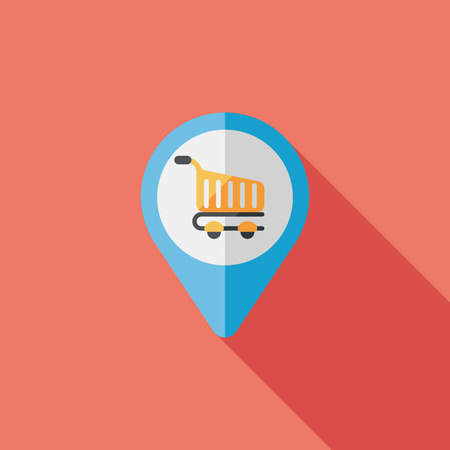 shopping check into place flat icon with long shadow,eps10のイラスト素材