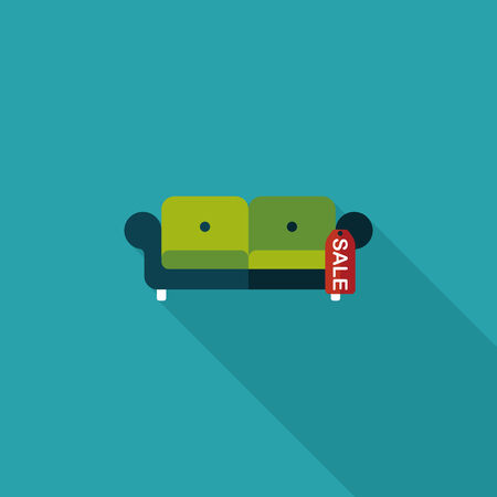 shopping sale sofa flat icon with long shadow,eps10のイラスト素材