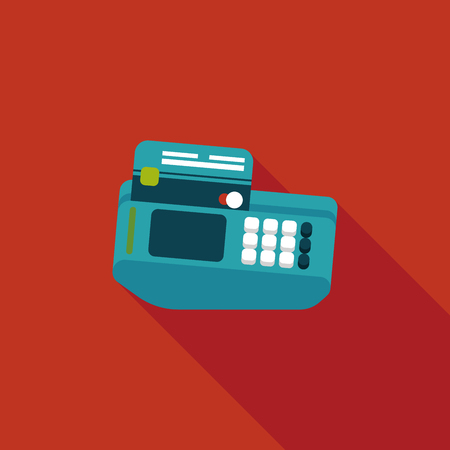 Shopping credit card machine flat icon with long shadow,eps10のイラスト素材