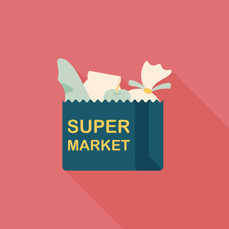 shopping bag flat icon with long shadow,eps10のイラスト素材