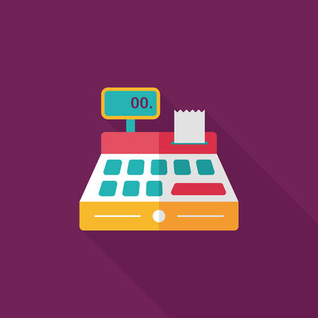 shopping cash register flat icon with long shadow,eps10のイラスト素材