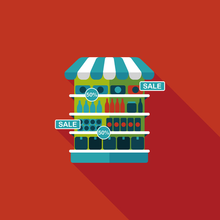 shopping grocery store flat icon with long shadow,eps10のイラスト素材