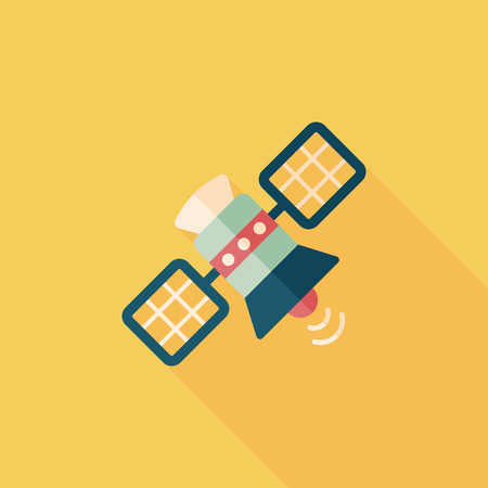 Space Satellite flat icon with long shadow,eps10のイラスト素材